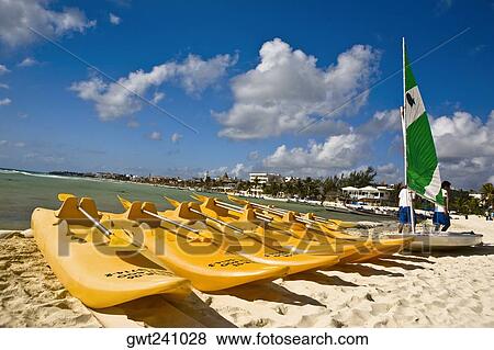 Kayaks on the beach, Playa Del Carmen, Quintana Roo, Mexico View Large Photo Image Stock Photo - Kayaks on the beach, Playa Del Carmen, Quintana Roo, Mexico. Fotosearch