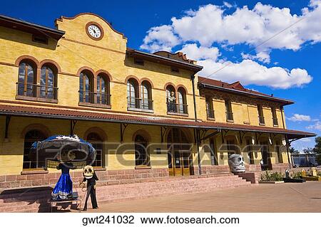 Low angle view of a railroad station building, Three Centuries Memorial Park, Aguascalientes, Mexico View Large Photo Image Stock Image - Low angle view of a railroad station building, Three Centuries Memorial Park, Aguascalientes, Mexico. Fotosearch