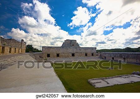 Courtyard of an old ruin building, Cuadrangulo De los Pajaros, Uxmal, Yucatan, Mexico View Large Photo Image Stock Photo - Courtyard of an old ruin building, Cuadrangulo De los Pajaros, Uxmal, Yucatan, Mexico. Fotosearch