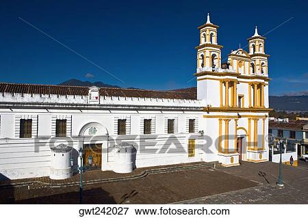 Stock Photo - Facade of a church, San Cristobal De Las Casas, Chiapas, Mexico. Fotosearch