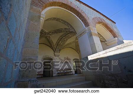 Stock Image - Low angle view of an art museum, Santo Domingo, Oaxaca, Oaxaca State, Mexico. Fotosearch