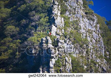 Low angle view of Mexican flag fluttering on a mountain, Waterfalls of the Monkeys, City Valleys, San Luis Potosi, Mexico View Large Photo Image Picture - Low angle view of Mexican flag fluttering on a mountain, Waterfalls of the Monkeys, City Valleys, San Luis Potosi, Mexico. Fotosearch