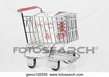 Close-up of a Chinese takeout box in a shopping cart View Large Photo Image Stock Photography - Close-up of a Chinese takeout box in a shopping cart. Fotosearch