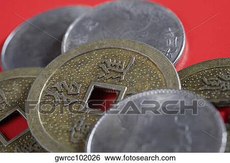 Close-up of Chinese coins View Large Photo Image Stock Photograph - Close-up of Chinese coins. Fotosearch