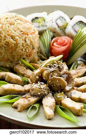 Close-up of food served in a plate View Large Photo Image Stock Photo - Close-up of food served in a plate. Fotosearch