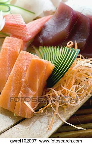 Stock Photo - Sushi with vegetables served in a plate. Fotosearch