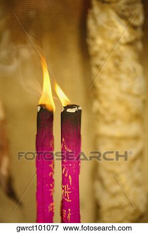 Close-up of burning incense sticks, Tai'an, Shandong Province, China View Large Photo Image Stock Photo - Close-up of burning incense sticks, Tai'an, Shandong Province, China. Fotosearch