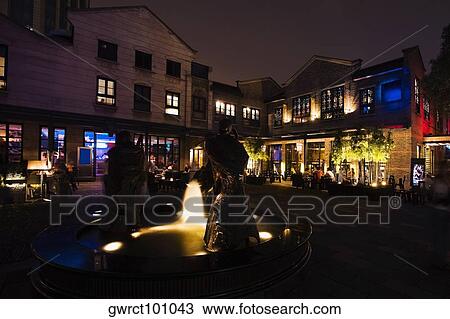 Fountain in front of a sidewalk cafe, Xintiandi, Shanghai, China View Large Photo Image Stock Image - Fountain in front of a sidewalk cafe, Xintiandi, Shanghai, China. Fotosearch