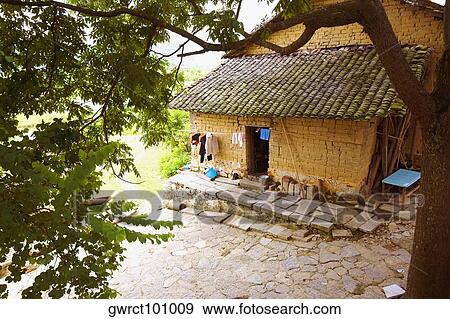 High angle view of a house, Yangshuo, Guangxi Province, China View Large Photo Image Stock Photo - High angle view of a house, Yangshuo, Guangxi Province, China. Fotosearch