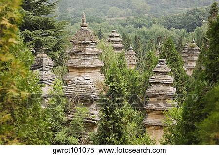 High angle view of pagodas in a forest, Pagoda Forest, Shaolin Monastery, Henan Province, China View Large Photo Image Stock Photography - High angle view of pagodas in a forest, Pagoda Forest, Shaolin Monastery, Henan Province, China. Fotosearch