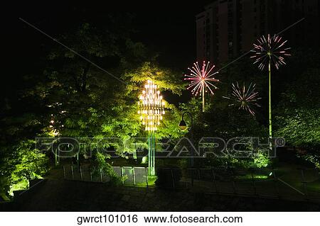 Trees decorated with electric lights, Hefei, Anhui Province, China View Large Photo Image Stock Photograph - Trees decorated with electric lights, Hefei, Anhui Province, China. Fotosearch