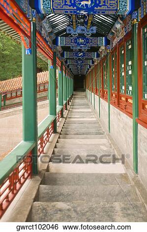 Corridor of a building, Tower of Buddha Fragrance, Summer Palace, Beijing, China View Large Photo Image Stock Photograph - Corridor of a building, Tower of Buddha Fragrance, Summer Palace, Beijing, China. Fotosearch