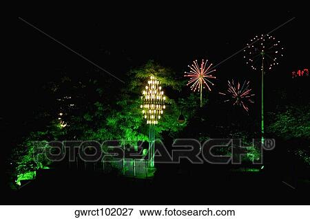 Stock Photo - Electric lights lit up at night, Hefei, Anhui, China. Fotosearch