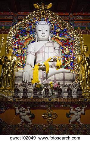 Low angle view of a statue of Buddha, Da Zhao Temple, Hohhot, Inner Mongolia, China View Large Photo Image Stock Photo - Low angle view of a statue of Buddha, Da Zhao Temple, Hohhot, Inner Mongolia, China. Fotosearch