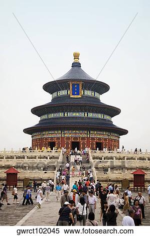 Tourists at a temple, Temple Of Heaven, Beijing, China View Large Photo Image Stock Photography - Tourists at a temple, Temple Of Heaven, Beijing, China. Fotosearch