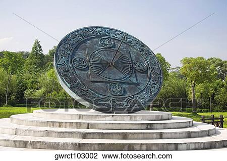 Chinese sundial in a garden, Xidi, Anhui Province, China View Large Photo Image Stock Image - Chinese sundial in a garden, Xidi, Anhui Province, China. Fotosearch