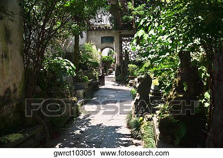 Stock Image - Entrance of a building, Xidi, Anhui Province, China. Fotosearch