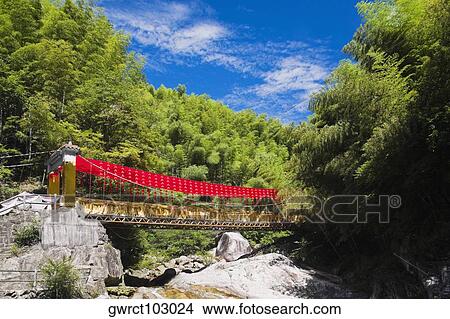 Low angle view of a bridge decorated with Chinese lanterns, Emerald Valley, Huangshan, Anhui Province, China View Large Photo Image Picture - Low angle view of a bridge decorated with Chinese lanterns, Emerald Valley, Huangshan, Anhui Province, China. Fotosearch