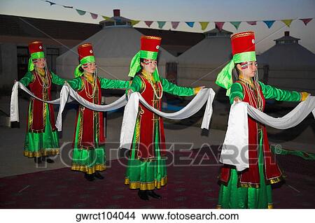 Four young women dancing, Inner Mongolia, China View Large Photo Image Picture - Four young women dancing, Inner Mongolia, China. Fotosearch