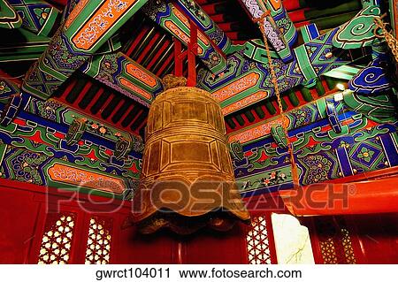Low angle view of a bell in a temple, Beihai Park, Beijing, China View Large Photo Image Stock Image - Low angle view of a bell in a temple, Beihai Park, Beijing, China. Fotosearch