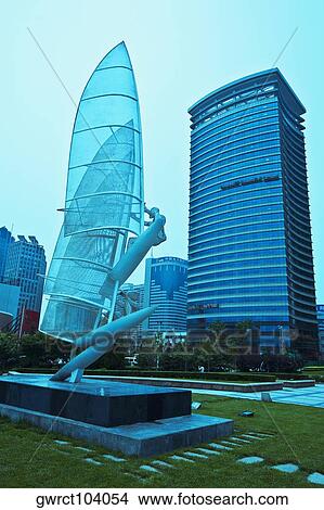 Metal sculpture of a windsurfing board in a park, Qingdao, Shandong Province, China View Large Photo Image Picture - Metal sculpture of a windsurfing board in a park, Qingdao, Shandong Province, China. Fotosearch