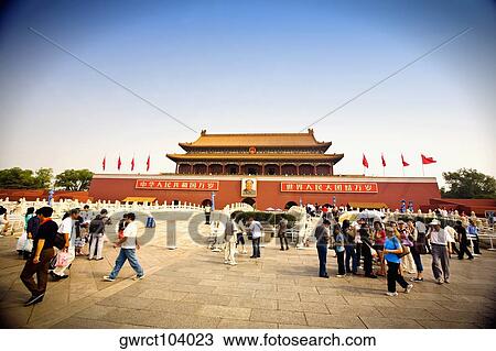 Tourists in front of a building, Tiananmen Gate Of Heavenly Peace, Forbidden City, Beijing, China View Large Photo Image Stock Image - Tourists in front of a building, Tiananmen Gate Of Heavenly Peace, Forbidden City, Beijing, China. Fotosearch
