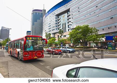 Stock Photography - Vehicles moving on the road, Qingdao, Shandong Province, China. Fotosearch