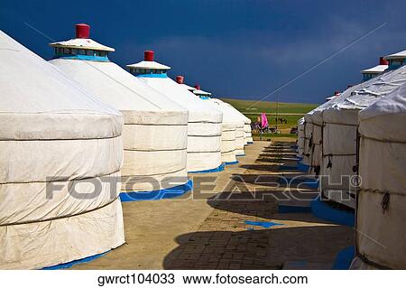 Yurts in a field, Inner Mongolia, China View Large Photo Image Stock Image - Yurts in a field, Inner Mongolia, China. Fotosearch