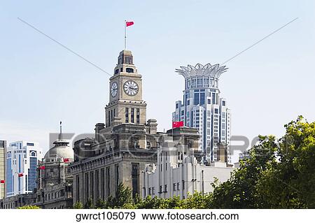 Buildings in a city, The Bund, Shanghai, China View Large Photo Image Stock Photo - Buildings in a city, The Bund, Shanghai, China. Fotosearch