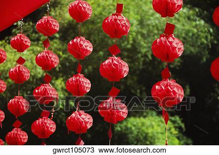 Chinese lanterns hanging in a row, Emerald Valley, Huangshan, Anhui Province, China View Large Photo Image Stock Image - Chinese lanterns hanging in a row, Emerald Valley, Huangshan, Anhui Province, China. Fotosearch