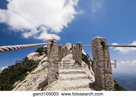 Stairway on a mountain, Huangshan Mountains, Anhui Province, China View Large Photo Image Stock Image - Stairway on a mountain, Huangshan Mountains, Anhui Province, China. Fotosearch