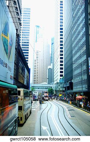 Stock Photo - Traffic on the road, Hong Kong Island, Hong Kong, China. Fotosearch