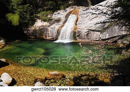 Waterfall in a forest, Emerald Valley, Huangshan, Anhui Province, China View Large Photo Image Stock Photo - Waterfall in a forest, Emerald Valley, Huangshan, Anhui Province, China. Fotosearch
