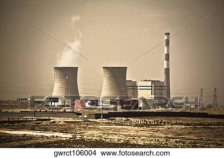 Cooling towers of a nuclear power station, Inner Mongolia, China View Large Photo Image Picture - Cooling towers of a nuclear power station, Inner Mongolia, China. Fotosearch