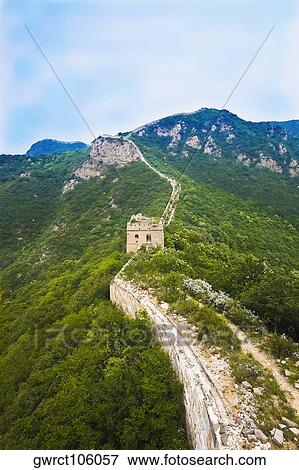 High angle view of a fortified wall, Great Wall Of China, Beijing, China View Large Photo Image Stock Photo - High angle view of a fortified wall, Great Wall Of China, Beijing, China. Fotosearch