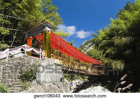 Low angle view of a bridge decorated with Chinese lanterns, Emerald Valley, Huangshan, Anhui Province, China View Large Photo Image Stock Image - Low angle view of a bridge decorated with Chinese lanterns, Emerald Valley, Huangshan, Anhui Province, China. Fotosearch