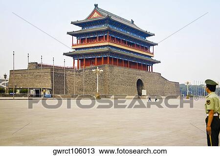 Police officer standing at a square, Qianmen, Beijing, China View Large Photo Image Stock Image - Police officer standing at a square, Qianmen, Beijing, China. Fotosearch