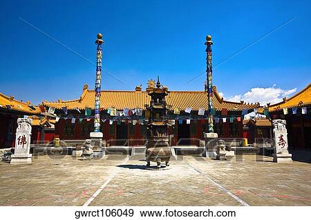 Sculpture in front of a temple, Da Zhao Temple, Hohhot, Inner Mongolia, China View Large Photo Image Stock Photo - Sculpture in front of a temple, Da Zhao Temple, Hohhot, Inner Mongolia, China. Fotosearch