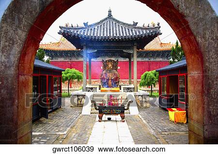 Statue in a temple, Dai Temple, Tai'an, Shandong Province, China View Large Photo Image Stock Photo - Statue in a temple, Dai Temple, Tai'an, Shandong Province, China. Fotosearch