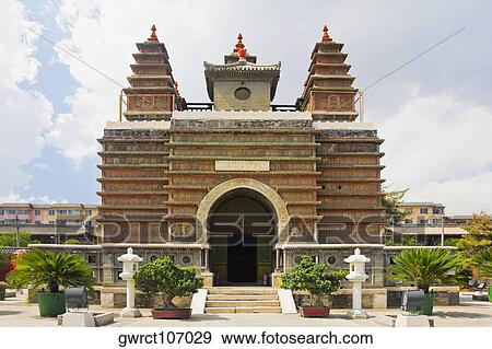 Stock Photo - Facade of a temple, Five Pagoda Temple, Hohhot, Inner Mongolia, China. Fotosearch