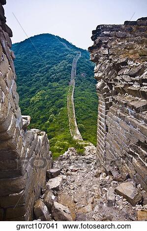 High angle view of a fortified wall, Great Wall Of China, Beijing, China View Large Photo Image Stock Image - High angle view of a fortified wall, Great Wall Of China, Beijing, China. Fotosearch