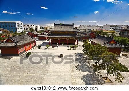Stock Image - High angle view of a pagoda, Five Pagoda Temple, Hohhot, Inner Mongolia, China. Fotosearch