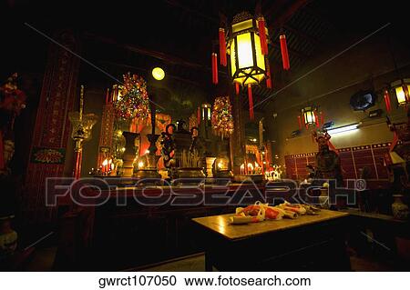 Interiors of a temple, Man Mo Temple, Hong Kong, China View Large Photo Image Stock Image - Interiors of a temple, Man Mo Temple, Hong Kong, China. Fotosearch