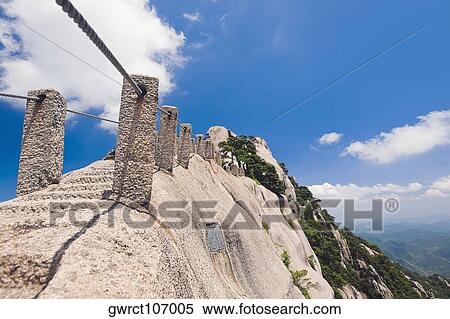 Railing on a cliff, Huangshan, Anhui province, China View Large Photo Image Stock Photography - Railing on a cliff, Huangshan, Anhui province, China. Fotosearch