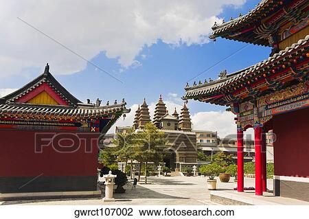 Trees in front of a temple, Five Pagoda Temple, Hohhot, Inner Mongolia, China View Large Photo Image Stock Image - Trees in front of a temple, Five Pagoda Temple, Hohhot, Inner Mongolia, China. Fotosearch