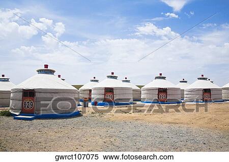 Yurts on a landscape, Inner Mongolia, China View Large Photo Image Stock Photography - Yurts on a landscape, Inner Mongolia, China. Fotosearch