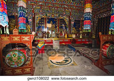 Interiors of a temple, Da Zhao Temple, Hohhot, Inner Mongolia, China View Large Photo Image Stock Image - Interiors of a temple, Da Zhao Temple, Hohhot, Inner Mongolia, China. Fotosearch