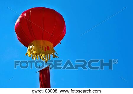 Stock Photo - Low angle view of a Chinese lantern, Emerald Valley, Huangshan, Anhui Province, China. Fotosearch