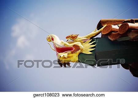Low angle view of a sculpture on roof of a temple, Da Zhao Temple, Hohhot, Inner Mongolia, China View Large Photo Image Stock Image - Low angle view of a sculpture on roof of a temple, Da Zhao Temple, Hohhot, Inner Mongolia, China. Fotosearch