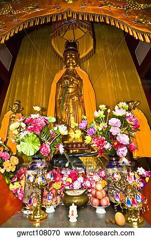 Statue of Buddha in a temple, Zhanshan Temple, Qingdao, Shandong Province, China View Large Photo Image Stock Image - Statue of Buddha in a temple, Zhanshan Temple, Qingdao, Shandong Province, China. Fotosearch